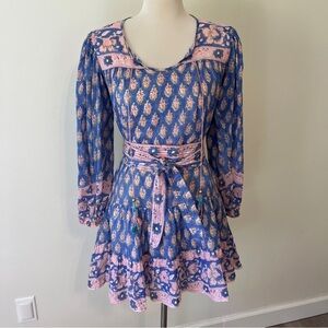 Bell by Alicia Bell Adele Flounce Dress – Size Small Blue purple pink cotton